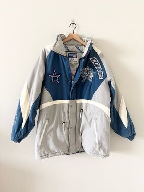 Triple FAT Goose Team NFL Vintage Cowboys Bomber Jacket in Blue & Gray Size L